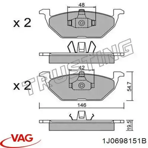 Тормозные колодки VAG 1J0698151B