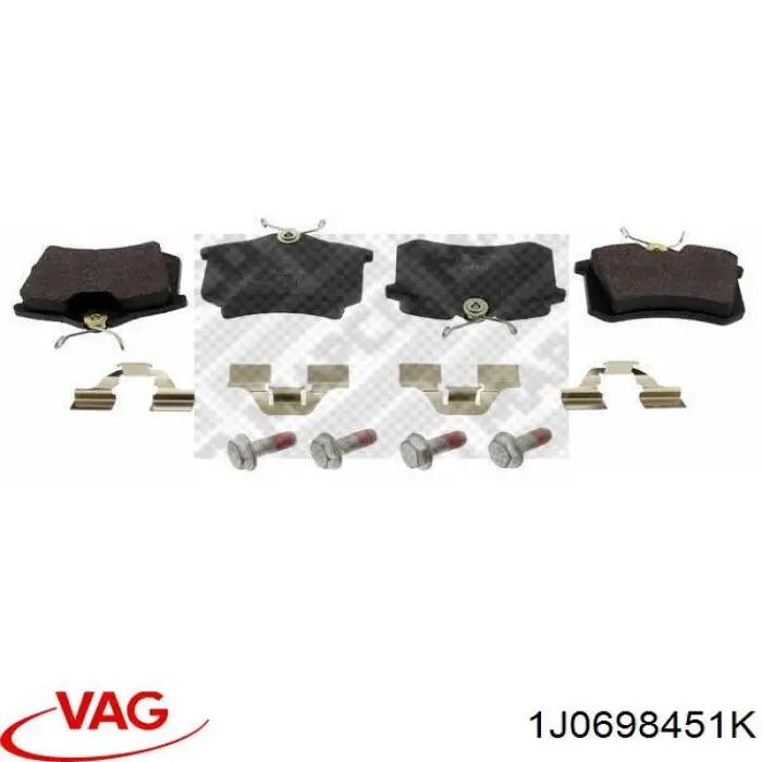 Задние тормозные колодки 1J0698451K VAG