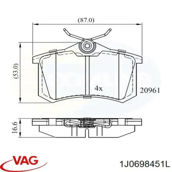 Колодки дисковые  VAG 1J0698451L цена, от 17.05 USD