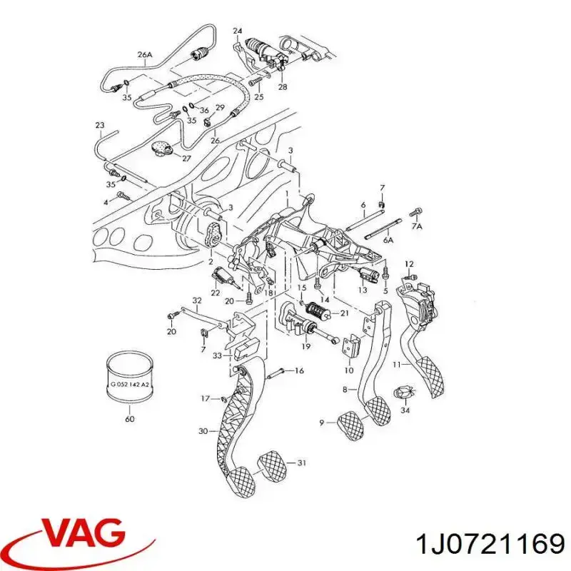 Braçadeira de pedal de cabos de embraiagem para Audi A4 (8D5)