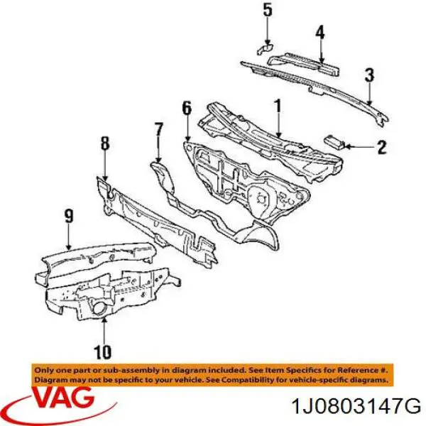 Купить 1J0803147G VAG Перегородка моторного отсека