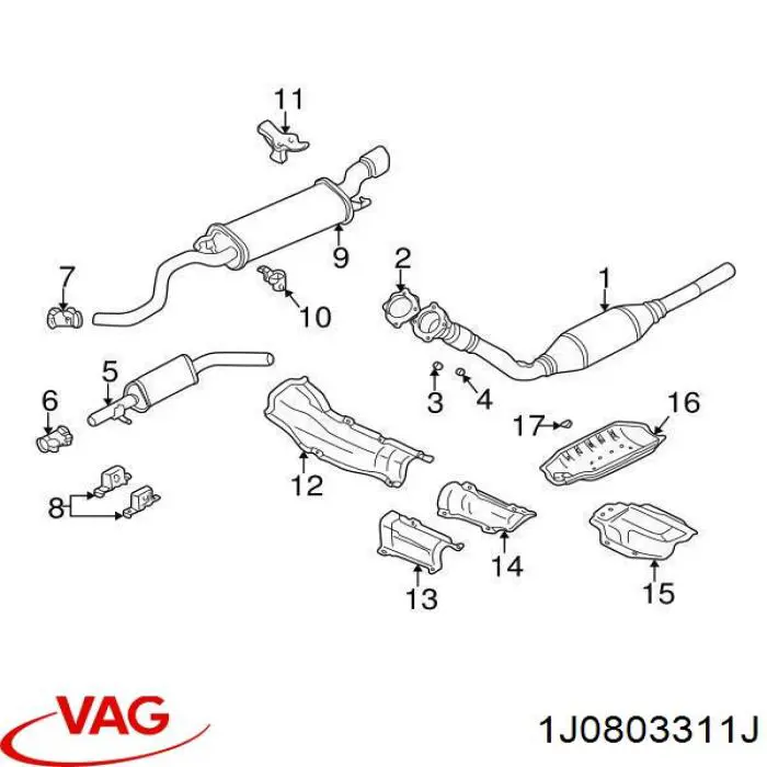 1J0803311J VAG Тепловой экран выхлопной системы