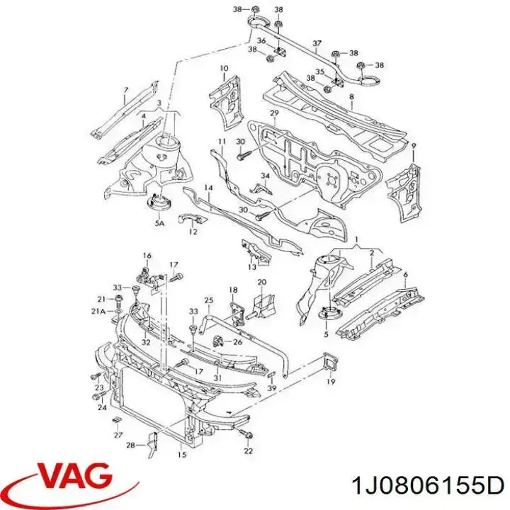 Кронштейн радиатора 1J0806155D VAG