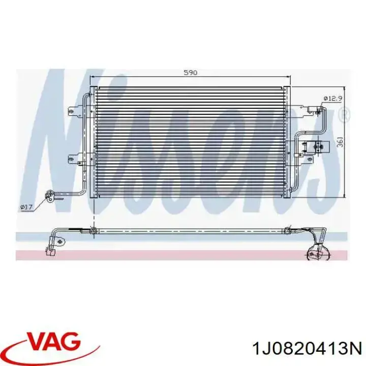 1J0820413N VAG Radiador de aparelho de ar condicionado
