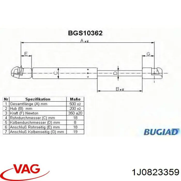 Упор капота VAG 1J0823359