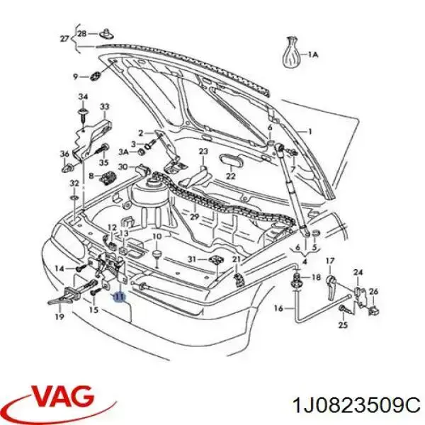 Замок капота VAG 1J0823509C цена, от 9.94 USD