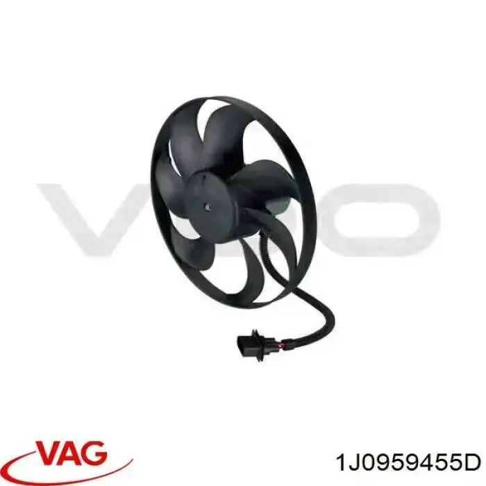 Купить 1J0959455D VAG Электровентилятор охлаждения в сборе (мотор+крыльчатка)