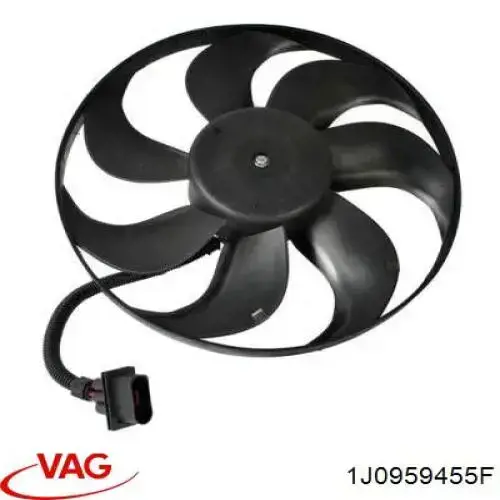 Купить 1J0959455F VAG Электровентилятор охлаждения в сборе (мотор+крыльчатка)