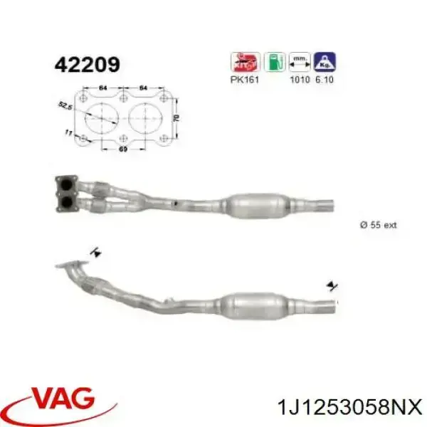 Трубы приемные (штаны) VAG 1J1253058NX цена, от 210.08 USD