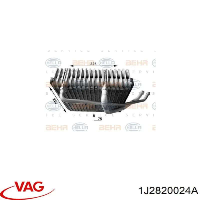Купить 1J2820024A VAG Радиатор кондиционера салонный, испаритель