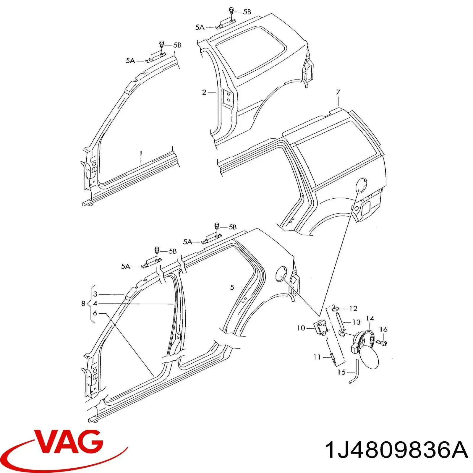 Порог внешний правый 1J4809836A VAG