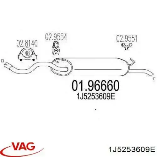 Купить 1J5253609E VAG Глушитель задний