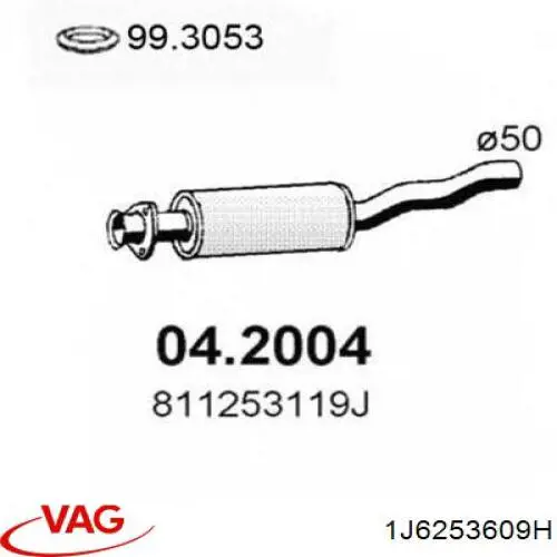 1J6253609H VAG Выхлопная труба