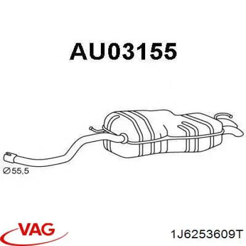 Выхлоп задний VAG 1J6253609T цена, от 126.66 USD