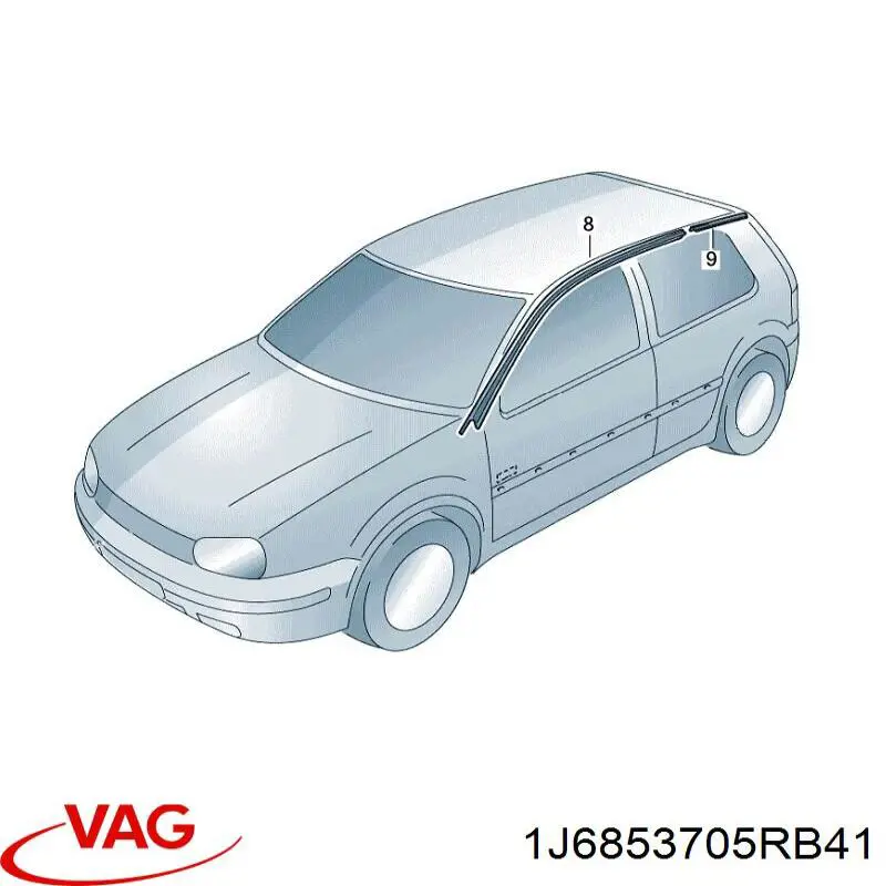 Молдинг крыши левый VAG 1J6853705RB41 цена, от 121.42 USD