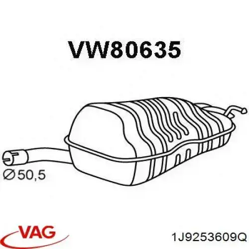 Глушитель, задняя часть 1J9253609Q VAG