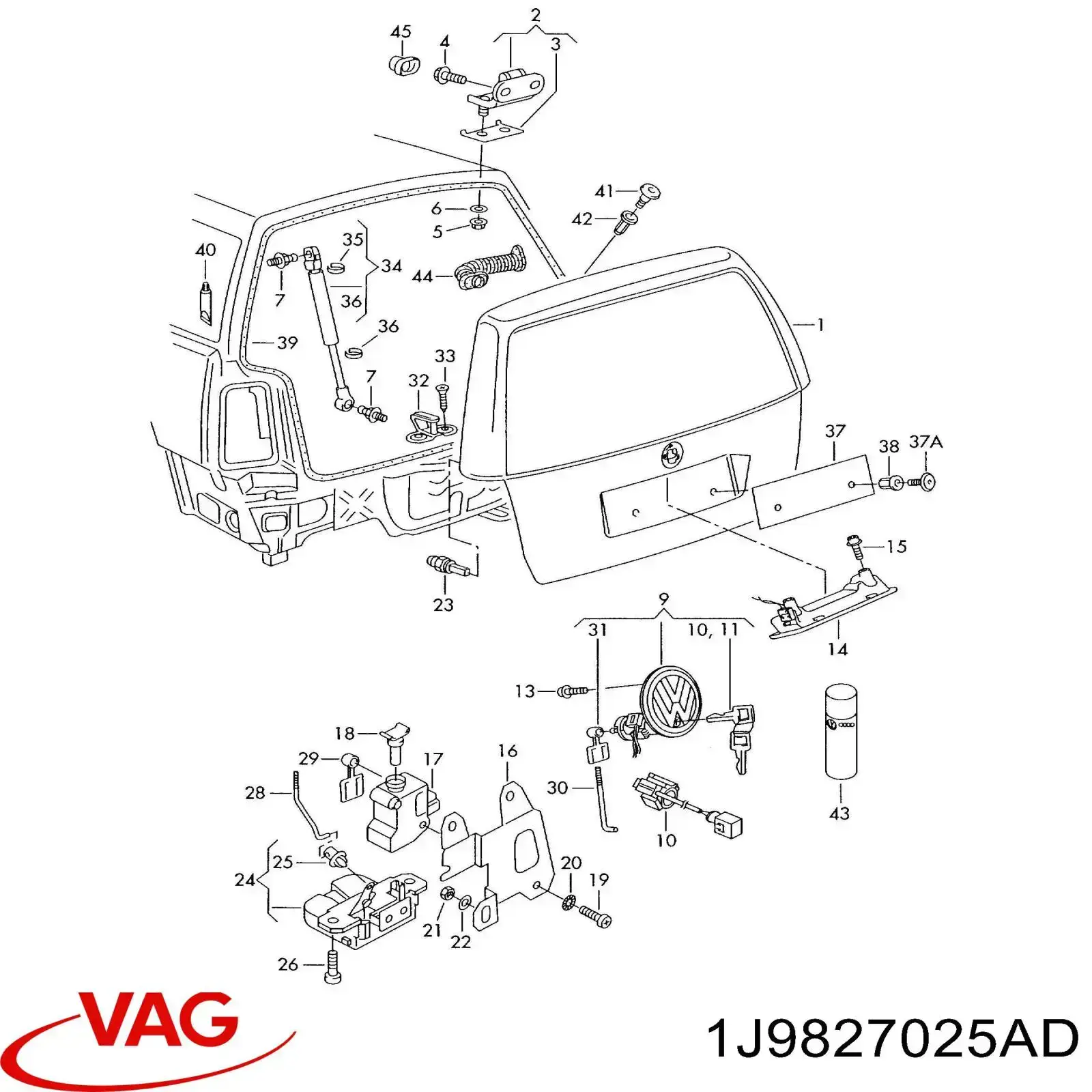 Купить 1J9827025AD VAG Дверь задняя багажная