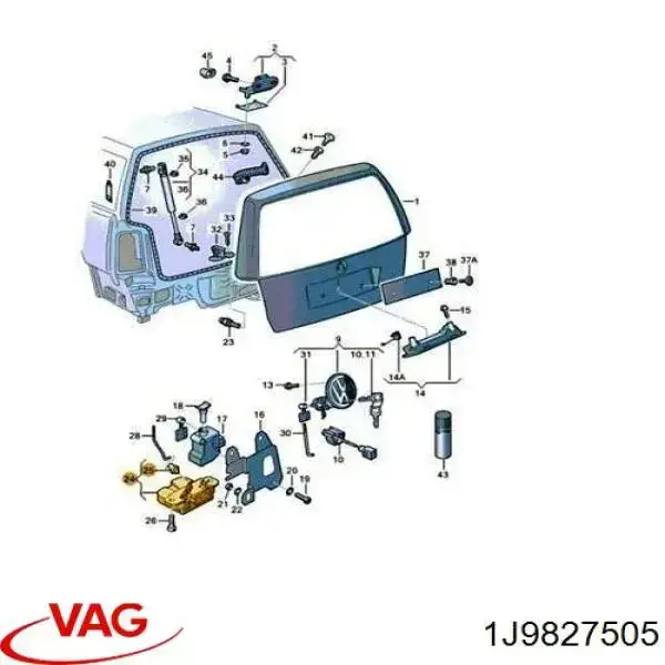 1J9827505 VAG Замок пятой двери