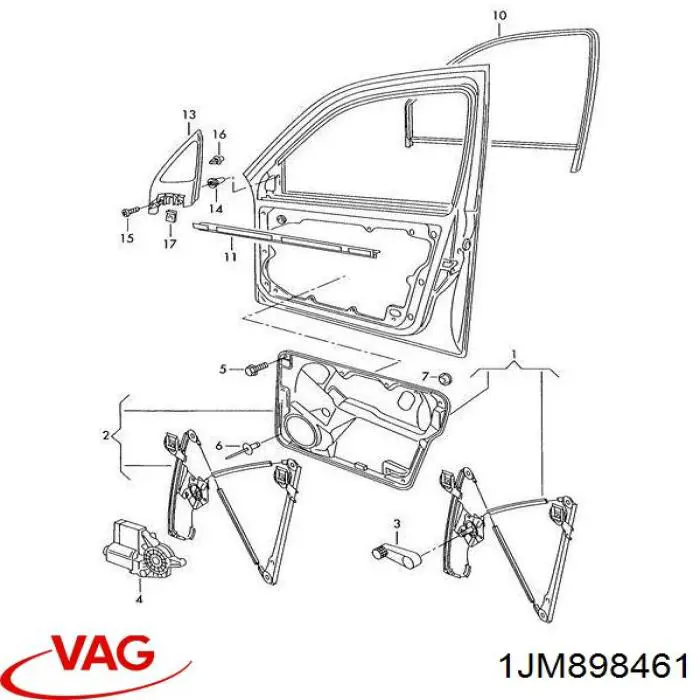 Купить 1JM898461 VAG Ремкомплект механизма стеклоподъемника передней двери
