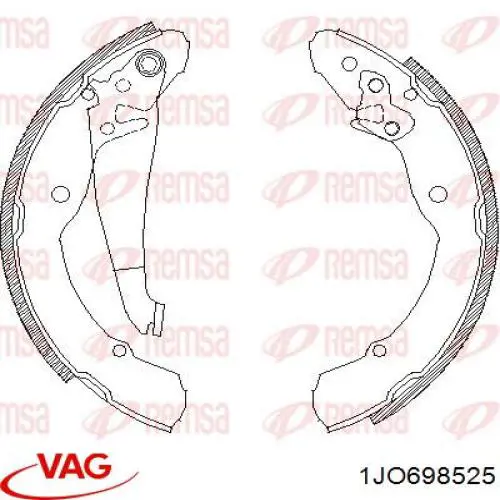 Задние барабанные колодки 1JO698525 VAG