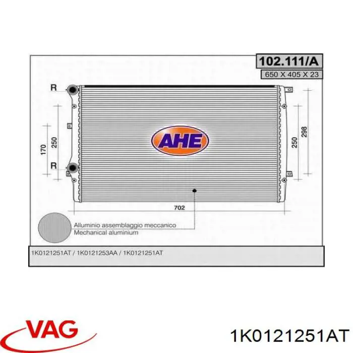 Радиатор охлаждения двигателя VAG 1K0121251AT цена, от 46.56 USD