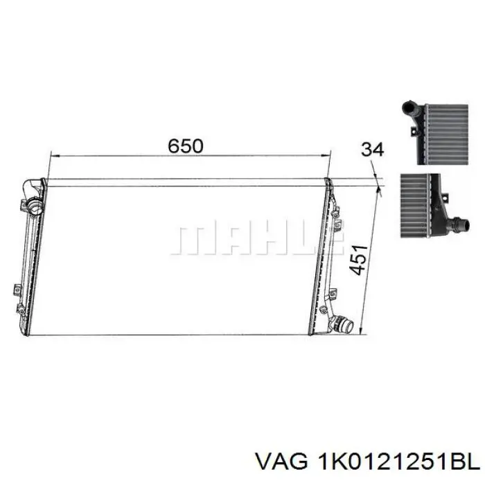 Купить 1K0121251BL VAG Радиатор водяной