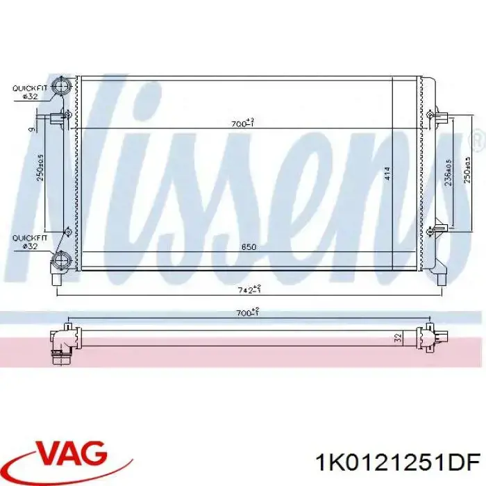 Радиатор охлаждения двигателя VAG 1K0121251DF цена, от 55.06 USD