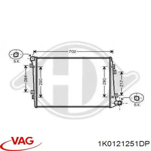 Радиатор охлаждения двигателя VAG 1K0121251DP цена, от 63.35 USD