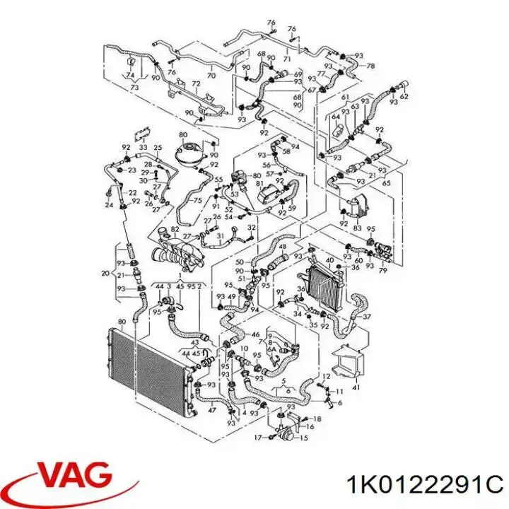 Соединительная муфта радиатора охлаждения 1K0122291C VAG