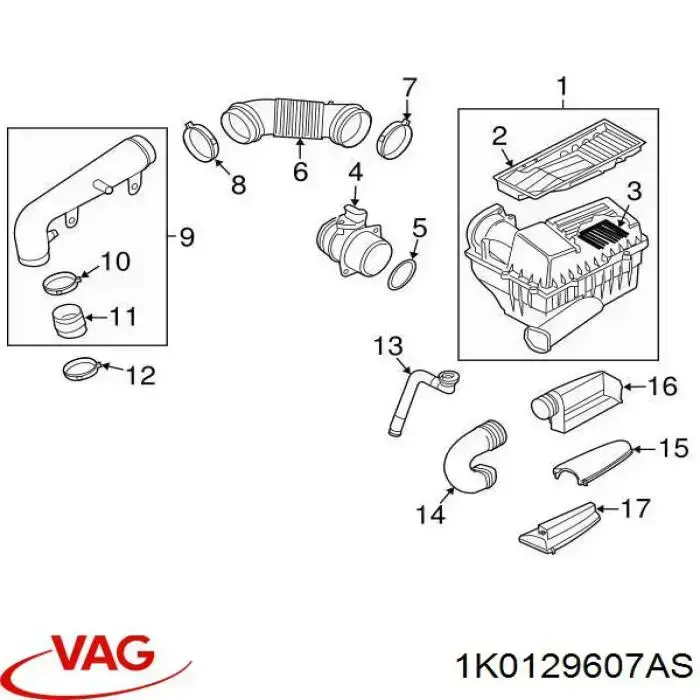 Корпус воздушного фильтра в сборе VAG 1K0129607AS цена, от 113.61 USD
