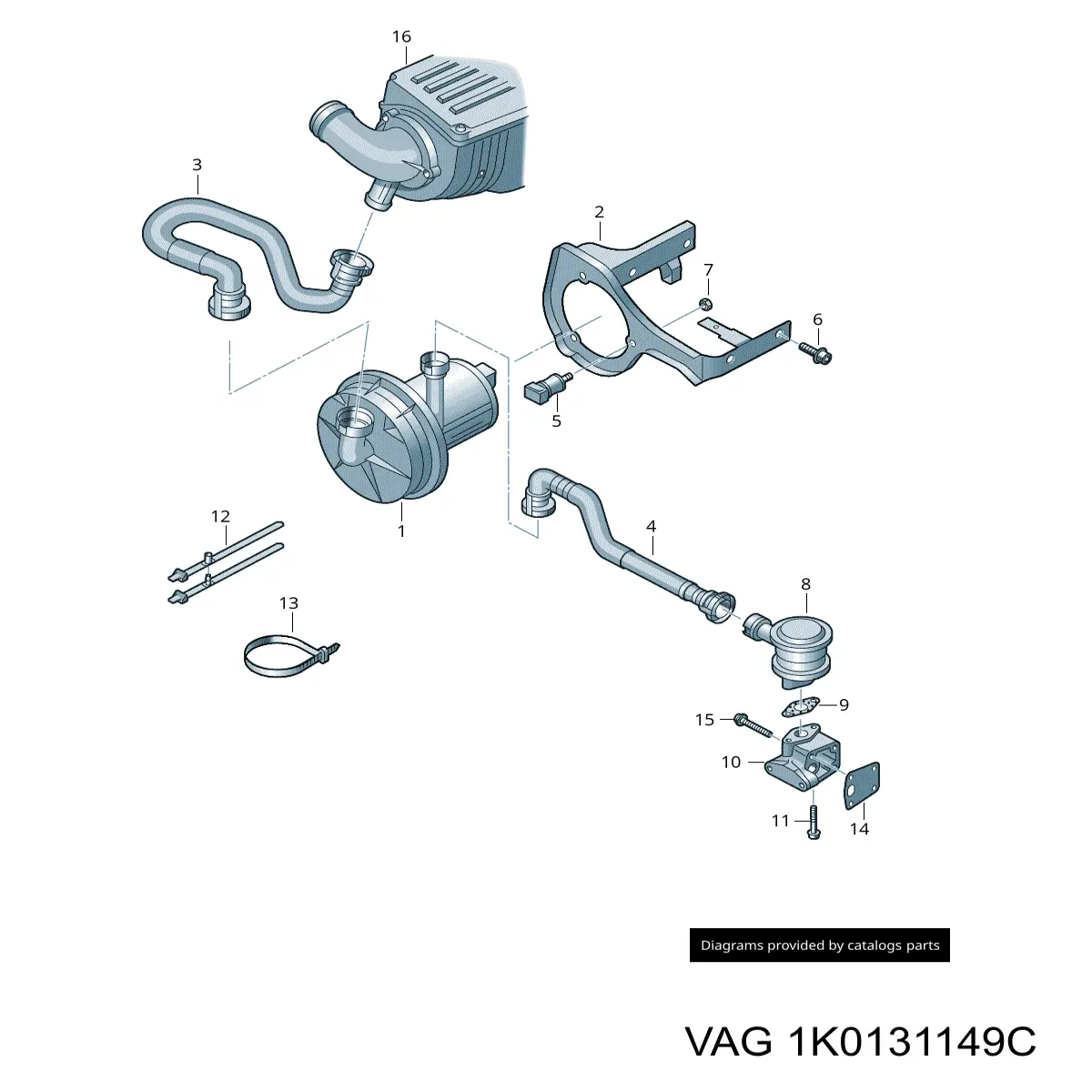 Патрубок воздушный, выход воздушного фильтра VAG 1K0131149C цена, от 56.55 USD