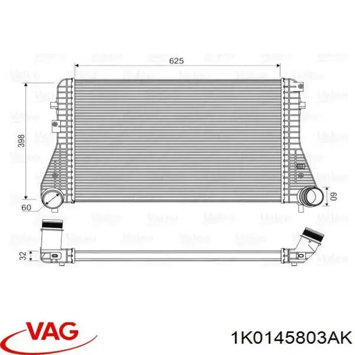 1K0145803AK VAG radiador de intercooler