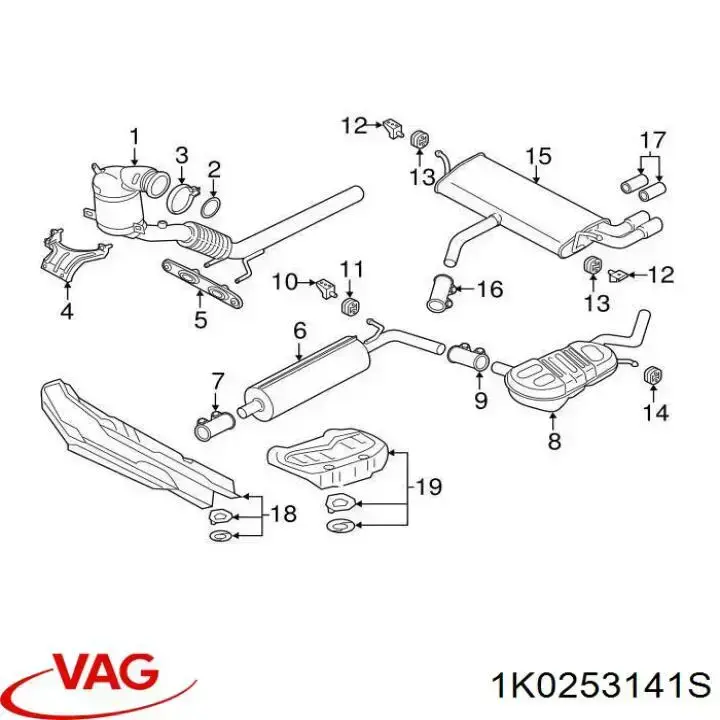 Хомут глушителя передний 1K0253141S VAG