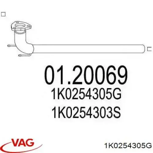 Трубы приемные (штаны) VAG 1K0254305G цена, от 31.16 USD
