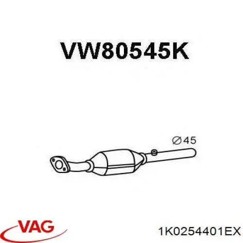 Каталитический нейтрализатор отработавших газов VAG 1K0254401EX цена, от 195.28 USD