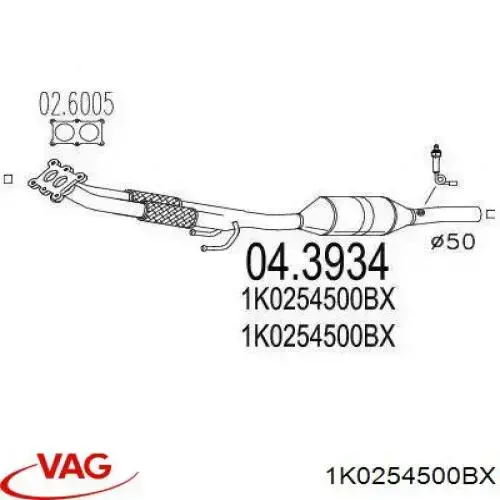 Глушитель, передняя часть VAG 1K0254500BX цена, от 224.32 USD