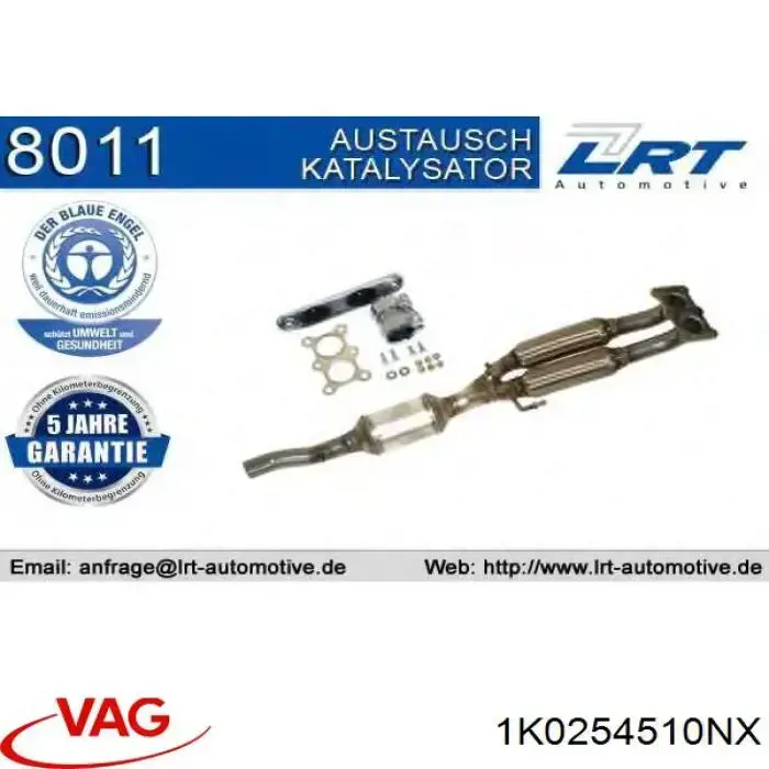 Купить 1K0254510NX VAG Передняя часть глушителя