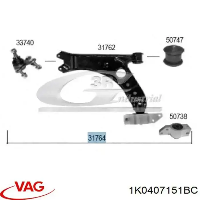 Рычаг передней подвески левый 1K0407151BC VAG