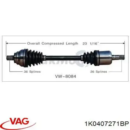 Левая полуось 3C0407271DV VAG