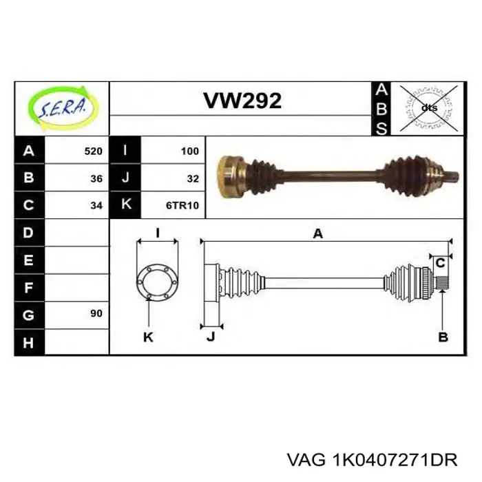 Купить 1K0407271DR VAG Привод в сборе левый