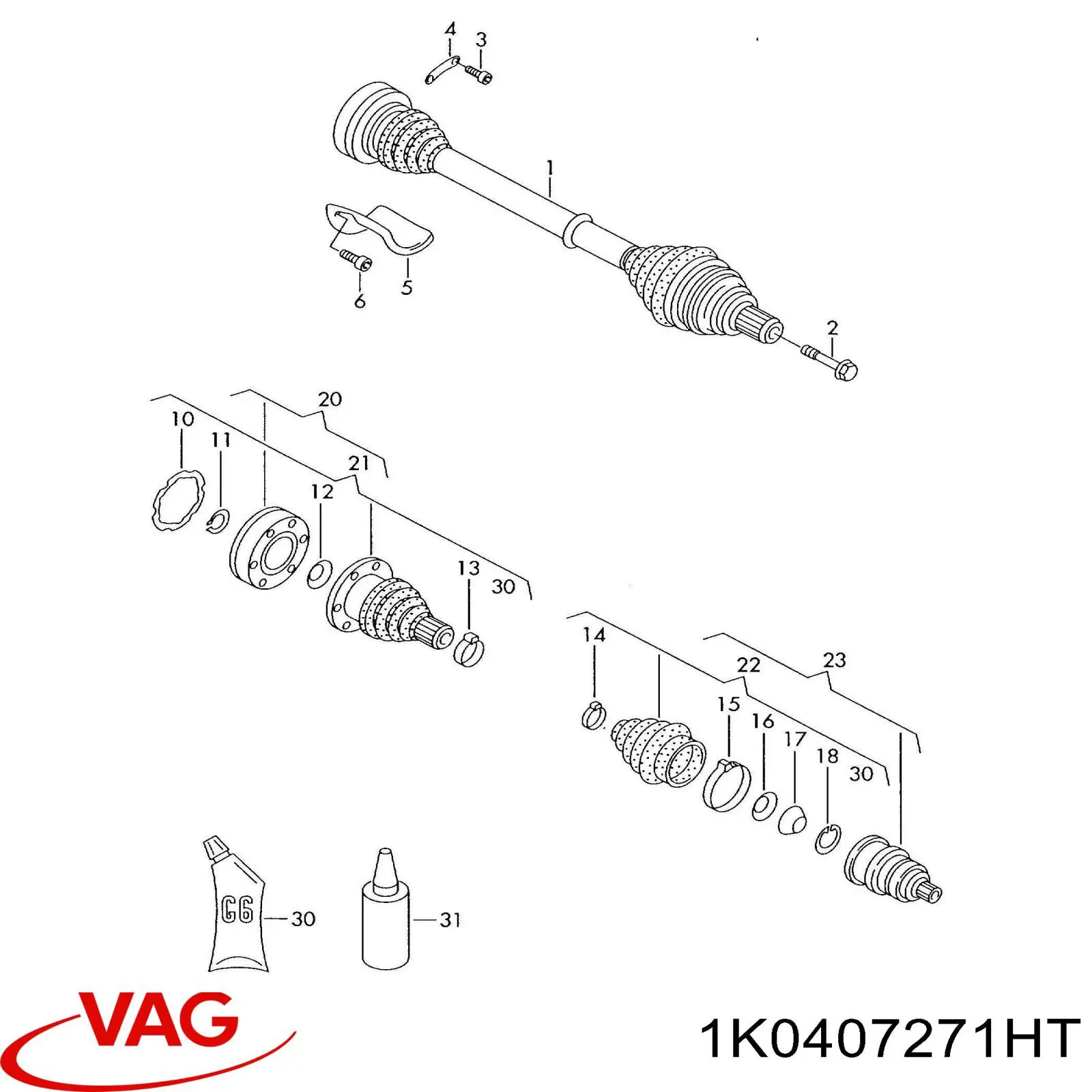 Купить 1K0407271HT VAG Привод в сборе левый