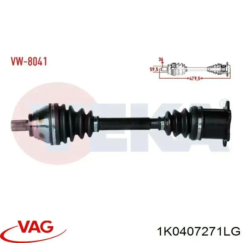 Левая полуось 1K0407763DX VAG