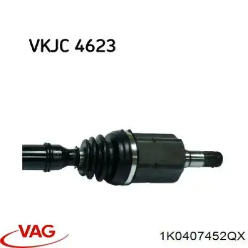 1K0407452QX VAG Полуось передняя, правая