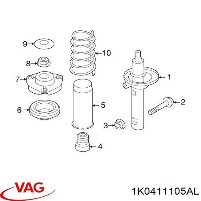 Купить 1K0411105AL VAG Винтовая пружина подвеска