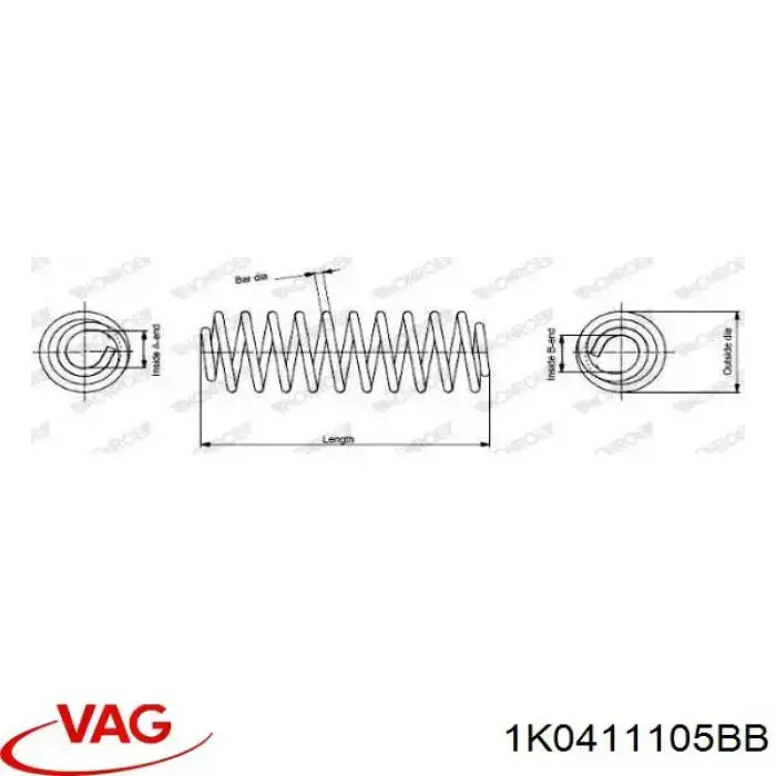 Передняя пружина 1K0411105BB VAG