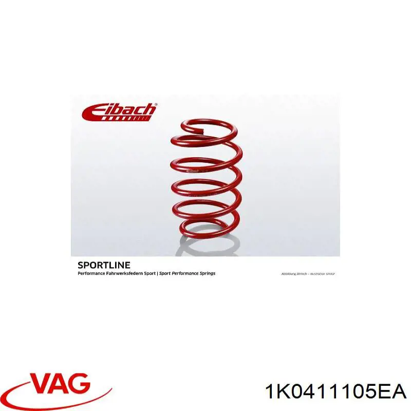 Пружина амортизатора передняя VAG 1K0411105EA цена, от 24.72 USD