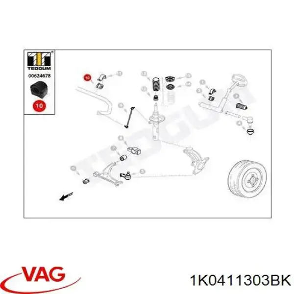 Передний стабилизатор 1K0411303BK VAG