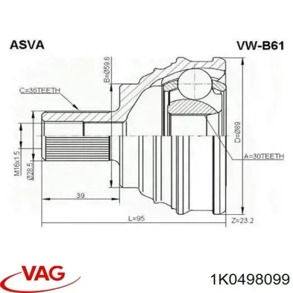 Граната колесная VAG 1K0498099 цена, от 25.98 USD