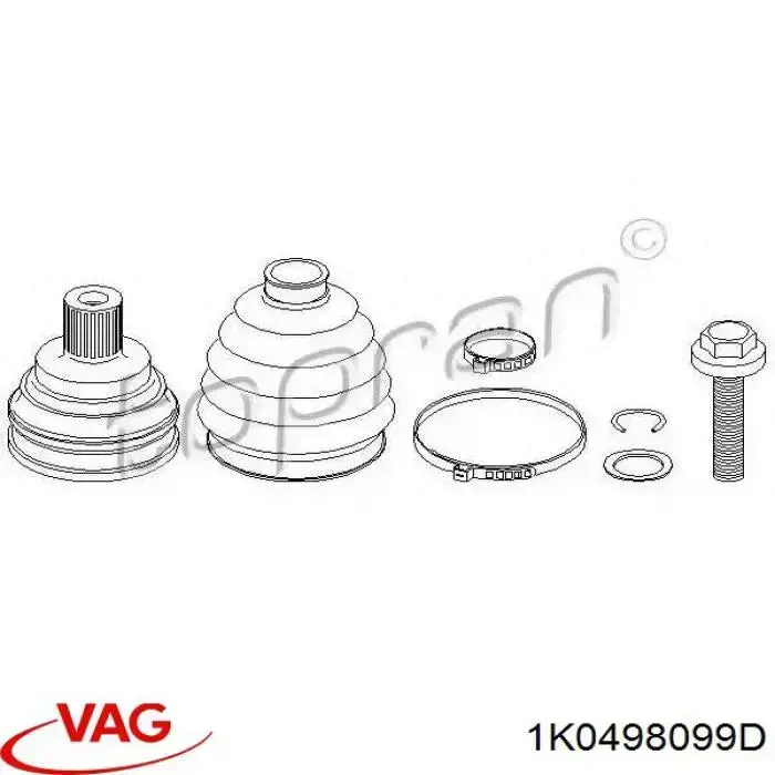 Купить 1K0498099D VAG Внешняя граната