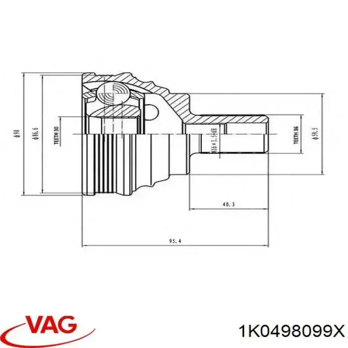 ШРУС наружный передний 1K0498099X VAG